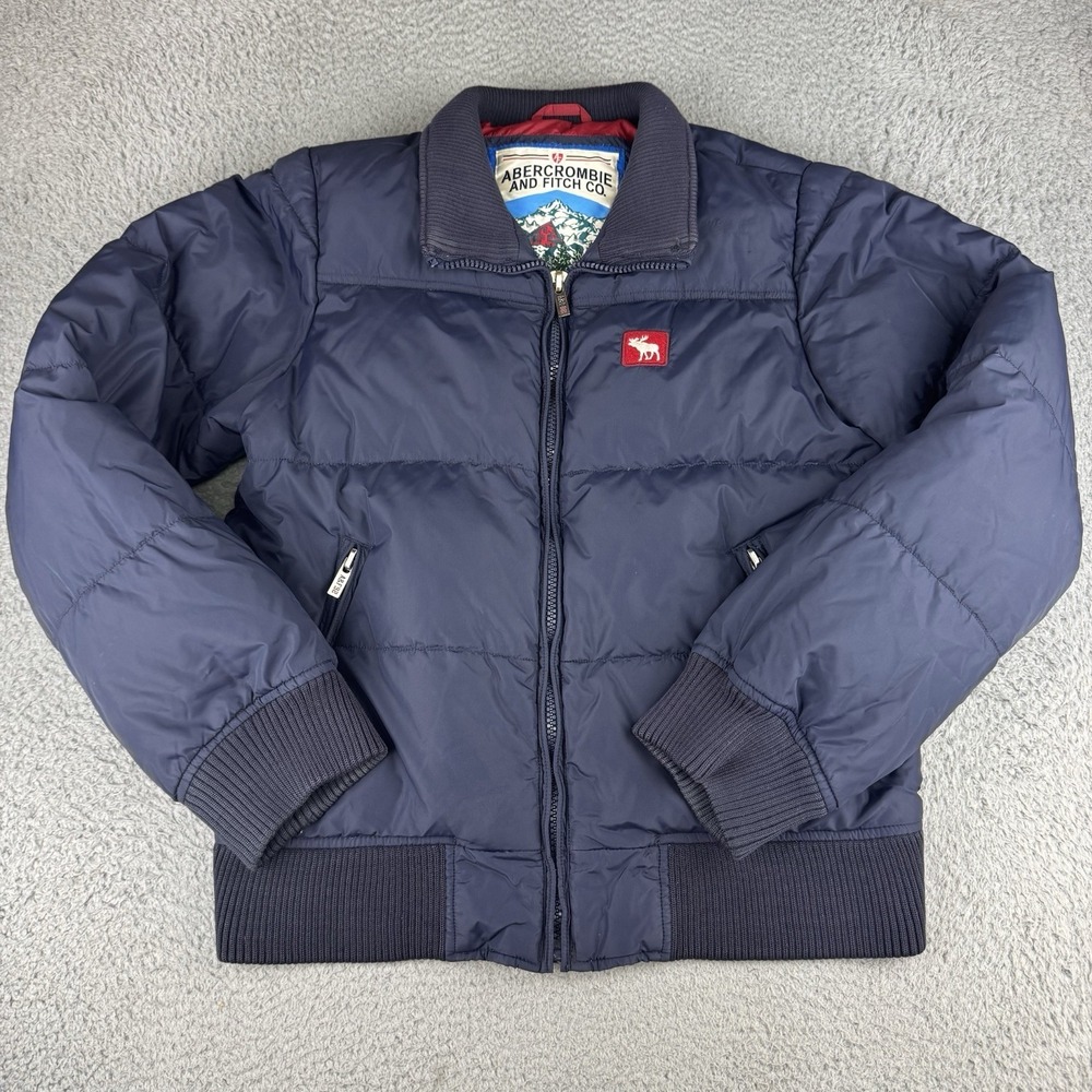 Abercrombie & Fitch‎ VTG Puffer Down Jacket Navy Blue Big Moose Size Medium Y2k